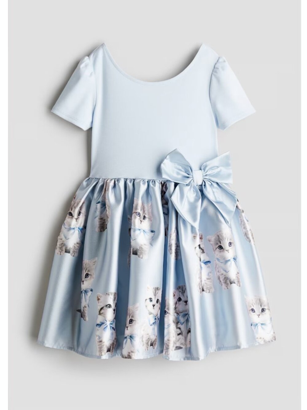 H&M Girls Light blue Kittens Flared-skirt dress